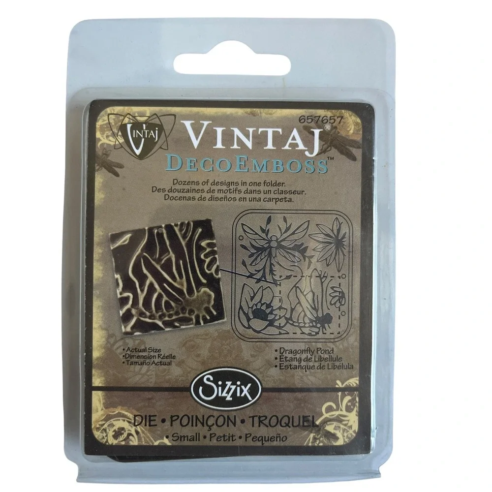 Sizzix Vintaj DecoEmboss Dragonfly Pond Metal Embossing Folder Die 657657 Small